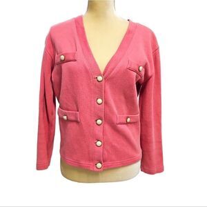 Kerri N Kelsey, Vintage Pink Cardigan,  Pearl Buttons, ‎ Cotton, Size Sma…